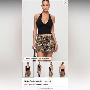NWT Nickei Denim Mini Skirt Leopard